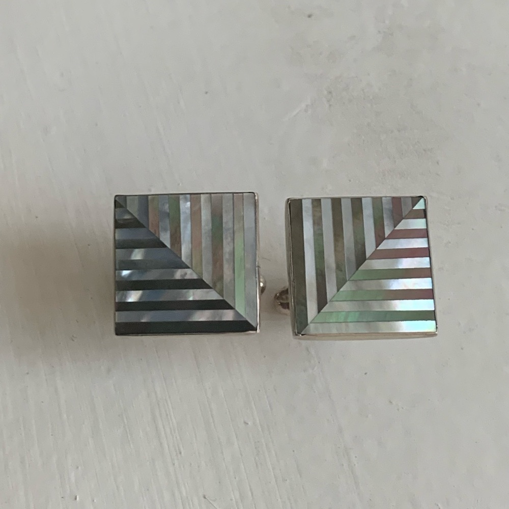 Sterling Silver and Mother of Pearl Cufflinks